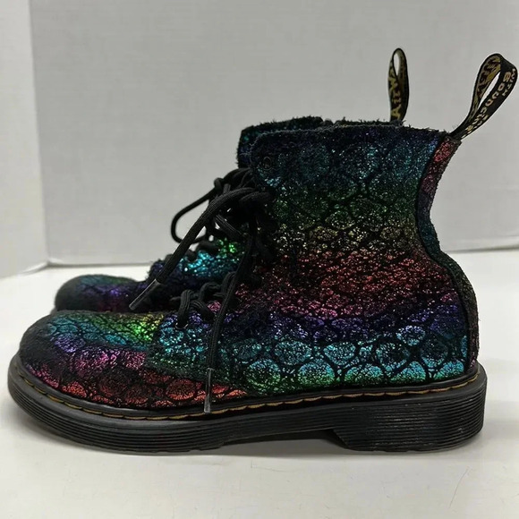 Dr. Martens Docs 1460 Pascal Rainbow Ombre Snake Print Lace Up Boots Women's 5 - Picture 1 of 9
